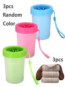 Taza portátil de silicona para limpiar patas de mascotas, lavador de patas suave y delicado para mascotas, adecuado para perros y gatos, cepillo para limpiar patas sucias, viene con toalla - Multicolor - Ver 14