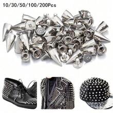 10/30/50/100/200pcs Punk Style Rivets, Multiple Sizes Available, Screw Back, Punk Rock Bullet Rivets, Suitable For Home DIY Sewing, Clothing, Leather Craft - Silver - View 13