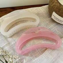 2pcs Jelly Transparent Curved Hollow Hair Claw Clip Minimalist Solid Color Hair Grab - Multicolor - View 9