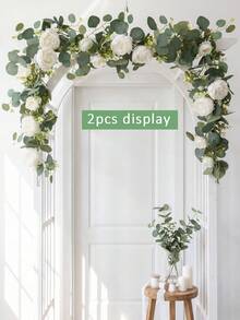1 pieza/2 piezas Enredadera de flor de peonía de seda de 1.8M - Peonía - Blanca - Ver 12