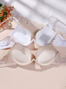 2pcs/Set Teen Girls Front-Open Bra, Padded Support, Comfortable And Stylish Back Design, Suitable For 13-16 Years Old Girls - Multicolor - View 2