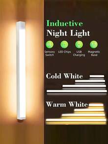 1 đèn LED tủ 10cm/3,94in, 20cm/7,87in, 30cm/11,81in, 50cm/19,69in có cảm biến chuyển động, ánh sáng trắng ấm, dùng cho tủ quần áo và tủ đựng đồ, sạc qua USB, từ tính, di chuyển được, điều chỉnh được, dùng pin, dùng cho tủ quần áo, cầu thang, tủ quần áo - trắng - Xem 10