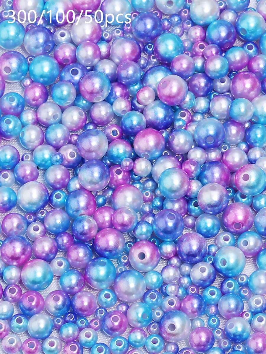 1 paquet Perles de Perles Faux Violettes Accessoires de Bijoux DIY Perles de Perles Colorées Perles Espacées Rondes en Plastique Acrylique, Pour la Fabrication de Bijoux DIY 300/100/50pcs