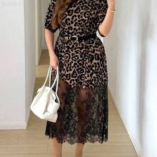 yonghongmaoyi1  LUNE Vestido de verano casual y elegante de talla grande con mangas cortas y hombros caídos con encaje - Blanco - Ver 7