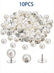1/10/20pcs Faux Pearl Buttons, Unisex, No Sewing Required, Reusable 10mm Buttons, Detachable, Suitable For Shirts, Dresses, Sweaters, Camisoles, Slips, Wedding DIY Crafts - Multicolor - View 11