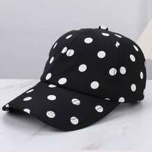 2026 Spring/Summer New Polka Dot Baseball Cap For Women, Large Head Circumference, Face Slimming, Versatile Fashionable Duckbill Cap - Black - View 2