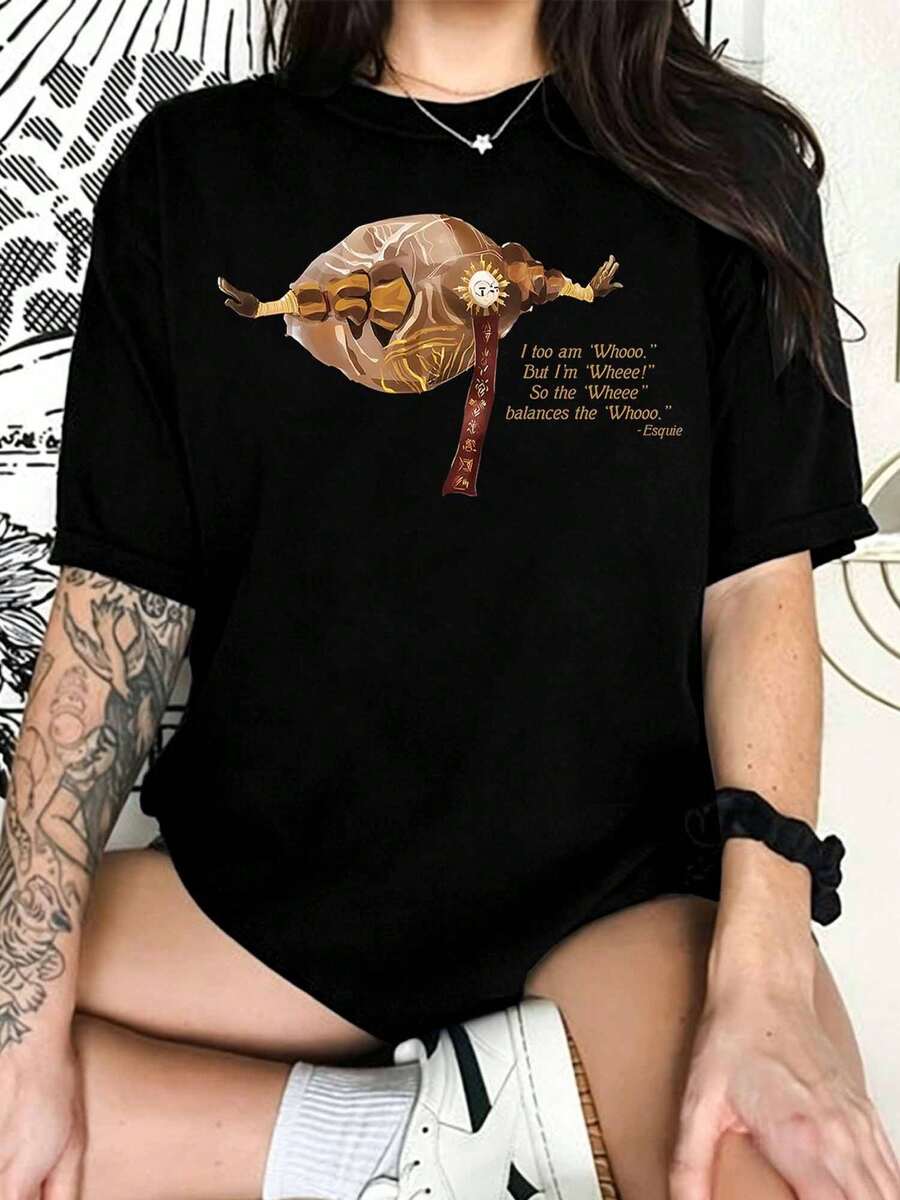 Esquie Clair Obscur Expedition 33 T-Shirt, Video Game Aesthetic T-Shirt, Gaming Apparel, Gift For Gamers, Dark Fantasy T-Shirt, T-Shirt For Esquie Lovers - Black - View 1
