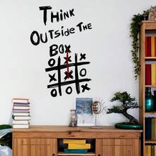 1PC Inspirational "Think Outside The Box" Wall Sticker, Creative Tic Tac Toe Decal, Removable Vinyl Decor For Workspace & Study Room - 1PC - View 3