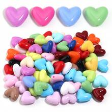 50pcs 3D Acrylic Candy Color Heart Beads, Shiny Colorful Heart-Shaped Beads For DIY Jewelry Making, Necklace, Earrings, Bracelet, Keychain Decorative Accessories - Heart-shaped - View 4