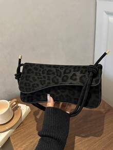 This Fashionable Minimalist Bag Features An Asymmetrical Flap And Adjustable Shoulder Strap, Suitable For Shopping And Carrying Wallets - Black - View 12