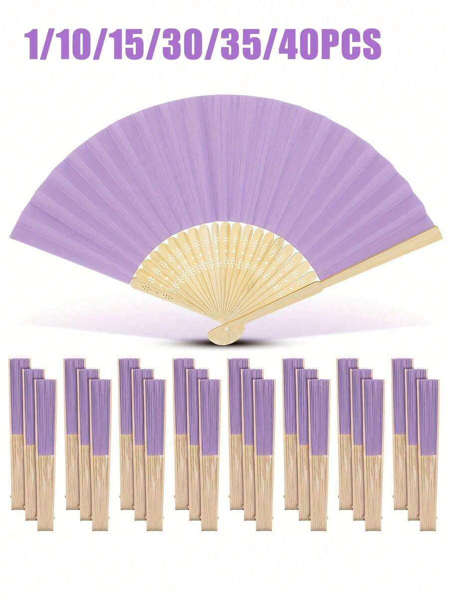 1/10/15/30/35/40件淡紫色紙摺扇,紫色竹製手持扇,適用於訂婚、畢業、婚禮派對裝飾、臥室家居桌面裝飾、DIY裝飾、派對禮物、女性與年輕人的禮物、新娘配件 | 日式扇子 | 裝飾扇,婚禮接待裝飾 - 彩色 - 查看 1