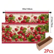 1pc, Home Decor, Strawberry Pattern Printed Table Skirt, Kitchen Small Curtain, Kitchen Cabinet Cover, With Curtain Holes, Easy To Hang, Rectangular, Machine Woven, Machine Washable, Kitchen Decoration And Accessories, Perfect For Kitchen Cabinets And Home Decor - Multicolor - View 14