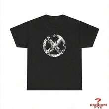 Camiseta de manga corta con estampado gráfico de silueta borrosa, clásica y casual para adolescentes de , adecuada para el verano - Negro - Ver 1