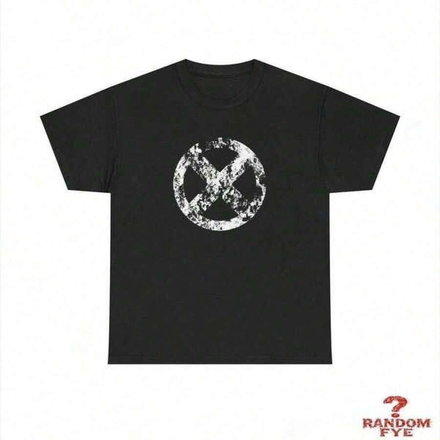 Camiseta de manga corta con estampado gráfico de silueta borrosa, clásica y casual para adolescentes de , adecuada para el verano - Negro - Ver 1