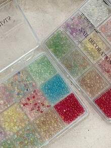 1 Box 3D Bubble Beads Mermaid Beads Rhinestone Nail Art Decor Candy Color INS Sweet & Spicy Style Iridescent Polarized Nail Art Set - Multicolor - View 4