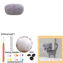 Kit de Materiales para Regalo Creativo: Colgante de Gato de Flores de Lana Tejido a Mano - Material naranja - Ver 8