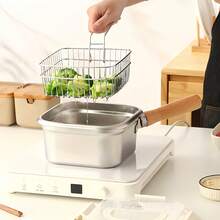Heavy Duty Stainless Steel Cookware Set - Square Frying Pan + Stew Pot, Multi-Functional, Suitable For Boiling, Frying, Soup Making, Compatible With Induction Cooker/Stove, No Lid Design, Ideal For Home, Camping And Outdoor Cooking - A - View 4