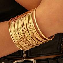 4pcs/Set Luxury Elegant Coil Leaf Bracelet, Spiral Feather Arm Ring, Women's Party, Wedding Banquet Accessories, Fashionable Elegant Style, Suitable For Vacation Party Outings, Gift Giving - Gold - View 6