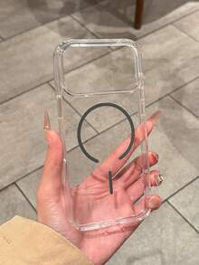 奢華透明薄環支撐免充電防摔保護殼，透明硬殼背蓋適用於 iPhone 17 Pro Max、16 Pro Max、15 Pro Max、14 Pro Max、16 Pro、17 Pro、15 Pro、14 Pro、17、16、15、14、13、12、11 手機壓克力背蓋殼 - 無色 - 查看 4