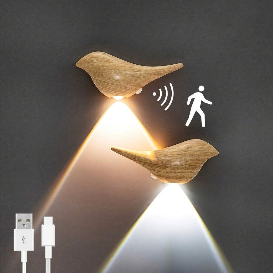1個感應式小夜燈，USB充電式磁吸壁燈，無線三色可調氛圍燈。適用於床頭、客廳、臥室、走廊、浴室及飯店牆面照明。完美的節日禮物。