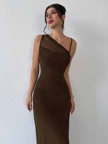Women Midi Dresses - Chocolate Brown - View 1