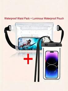 2pcs Universal Phone Pouch,1pc Waterproof Phone Waist Pack + 1pc Cellphone Cace, Suitable For Swimming, Diving, Securely Keeping Phone Dry, Beach Vacation Essential - Perfect Gift For Adventurers - Multicolor - View 7