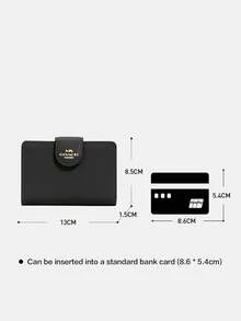 Coach Corner Zip 13 Wallet with Zipper Coin Pocket and Clear ID Window Wallet RFID Blocking Wallet for Women Soft Leather Bifold Compact Card Holder - 黑色 - 查看 7