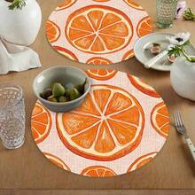 1/2/4/6/8/300 Pieces Of Luxury Fruit Series Placemat Set, Printed With Fresh Lemon Slice Pattern. Machine Washable Polyester Material, Anti Fouling, Waterproof, And Easy To Clean. Suitable For Parties And Kitchen Decoration. - Multicolor - View 10