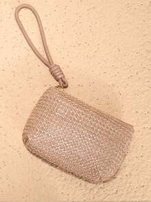 1/2/3/4 piezas Monedero de paja tejida para mujer, monedero pequeño portátil de mano con llavero, bolsa de almacenamiento para llaves y tarjetas, cartera pequeña de paja tejida, bolso de mano portátil, portallaves y portatarjetas, bolsa de almacenamiento colgante de mano, cartera para mujer, mini cartera, cartera de muñeca, monedero - Multicolor - Ver 12