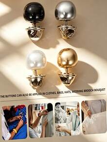 1/4/12/20pcs Seamless Pearl Vintage Decorative Covered Button Brooch, Shirt Brooch Button Clothing Decoration Fashion - Pearl 4 Colors - View 3