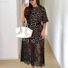yonghongmaoyi1  LUNE Vestido de verano casual y elegante de talla grande con mangas cortas y hombros caídos con encaje - Blanco - Ver 5