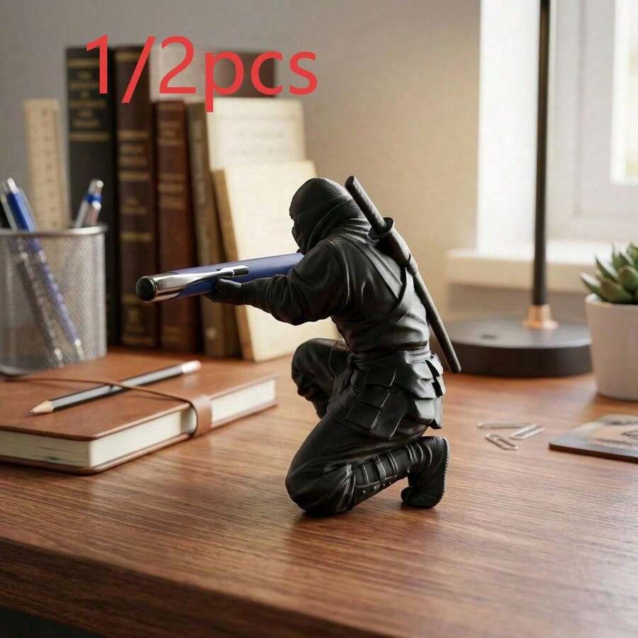 2/1件 ABS 3D 武士筆筒架,武士人物雕塑桌面筆架,武士劍桌面裝飾,適合辦公室與家居的酷禮物 - 彩色 - 查看 1