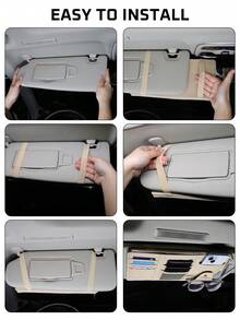 EIGIIS 1pc Multi-Function Car Sun Visor Storage Bag - With Zipper Pocket, Glasses Clip And Fashion Glasses Holder, Car Interior Accessory, Perfect Gift For Drivers - A - View 5