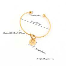 1 buah Gelang Rantai Terbuka yang Dapat Disesuaikan dengan Liontin Huruf Awal Bulat Berongga Bergaya Sederhana Bentuk Hati Emas untuk Wanita - Yellow Gold - View 2