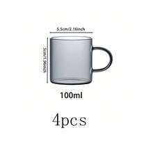 12/6/4/2 Pcs Set, 100ml/3.5oz Transparent Smoky Gray High-Quality Exquisite Glass Teacup, Breakfast Coffee Cup, Creative Water Cup, Minimalist Heatproof, Suitable For Kitchen, Living Room, Gift (Without Cup Holder) - Clear - View 10