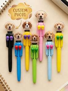 Customized Pet Photo Boxing Pen, Fun Stress-Relief Ballpoint Pen, Retractable Press, Macaron Color, Suitable For Students And Pet Lovers, Suitable For Daily Writing, Birthday, Christmas, Valentine's Day, Back To School Gifts - Multicolor - View 2