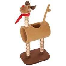 98cm Cat Tree, Deer Design, With Cave, Ball And Brown Jute Posts - 棕色 - 查看 8