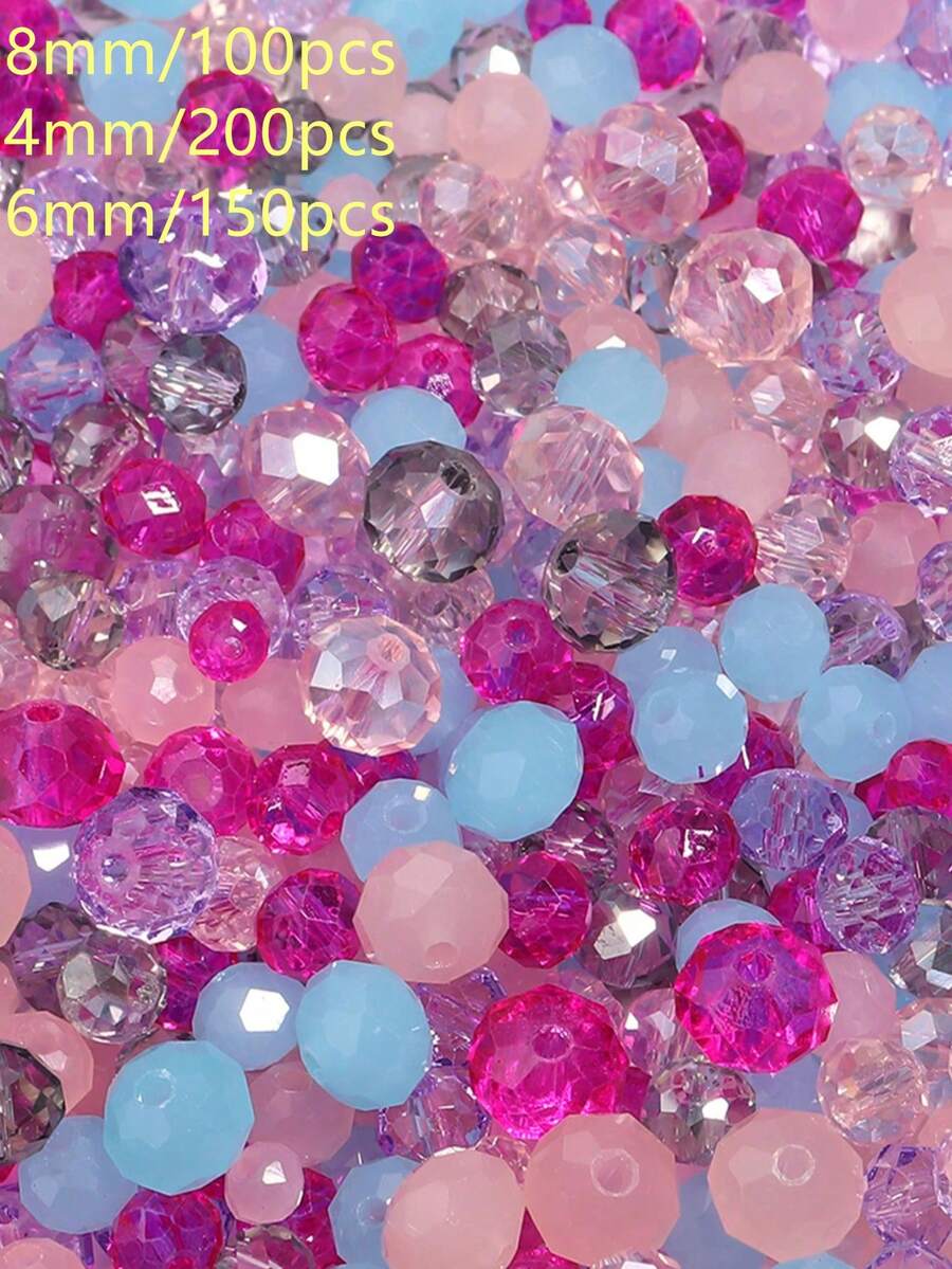 1 Pack Pink & Purple Glass Crystal Flat Beads, Random Shades, 100/150/200pcs/Bag