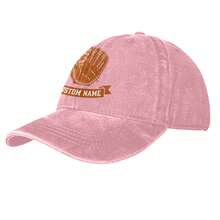 Custom Name Baseball Glove Print Washed Cotton Baseball Cap, Adjustable Unisex Sun Hat, Perfect Father's Day Gift For Sports Lovers, Casual Outdoor Daily Wear - Multicolor - View 3