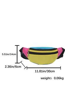 Bolso de cintura/bandolera para mujer; diseño de bloques de color unisex; adecuado para ciclismo, senderismo, actividades al aire libre y fitness. - Multicolor - Ver 12