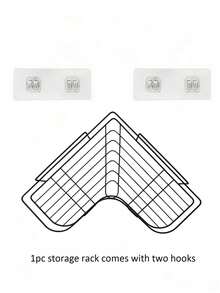 1pc Bathroom Shelf, Shower Caddy, Triangular Storage Rack For Bathroom & Kitchen, No Drilling Required - Black - View 10