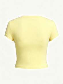 Summer Mother's Day New Fashionable Versatile Casual Shell & Starfish Beach Print Round Neck Short Sleeve T-Shirt For Women Vacation - Yellow - View 6