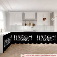 1pc, Home Decor, Kitchen Theme Pattern Printed Table Skirt, Kitchen Small Curtain, Kitchen Cabinet Cover Curtain, With Curtain Holes, Easy To Hang, Rectangular, Machine Woven, Machine Washable, Kitchen Decoration And Accessories, Perfect For Kitchen Cabinets And Home Decor - Multicolor - View 7