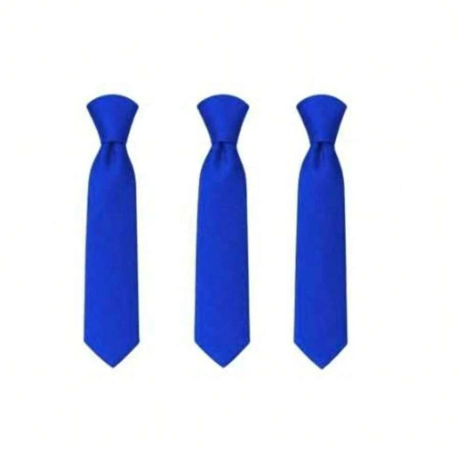 Set Of 3 Light Gray Ties For Groomsmen, Weddings, And Events - Royal Blue - View 1