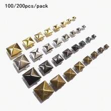 100/200個/包 金屬鉚釘 方形鉚釘 龐克搖滾 皮革手工 4爪鉚釘 適用於衣服、鞋子、手鍊 - 彩色 - 查看 1