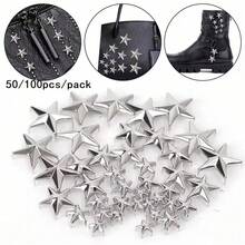 50/100pcs/Pack Rivets en métal argenté en forme d'étoile DIY Vêtements Chaussures Sacs Accessoires de vêtement fait main Rivets en cuir punk Boutons de rivet pointus - Multicolore - Voir 12