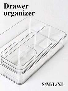 桌面與抽屜分隔收納盒，適用於化妝品、美容用品、髮飾、辦公用品、廚房用品。提供多種尺寸與組合，可自由組裝。耐用且堅固。1件/3件/4件/5件/6件/8件/9件裝。 - 彩色 - 查看 12