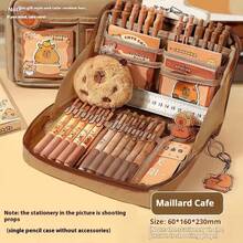 33pcs/226pcs/127pcs/47pcs Capybara‑Print Stationery Set, Multi‑Layer Large‑Capacity Pencil Box Set With Stickers, Keychain & Brooch, Patterned Stationery Supplies, Practical Collection For Daily‑Use - Khaki - View 22