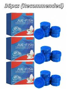 JUE FISH 12/Pcs* 24/Pcs*36/Pcs* 馬桶清潔錠 / 馬桶藍色泡泡強力清潔錠 家用馬桶清潔除垢除臭除油清新香氣馬桶清潔錠 - 適用於馬桶除臭與清潔，居家清潔 - 保持浴室衛生！取一片清潔錠，放入馬桶水箱，清潔劑將在水箱中緩慢溶解，每次按下馬桶沖水按鈕時，它將進行清潔。 - 彩色 - 查看 13