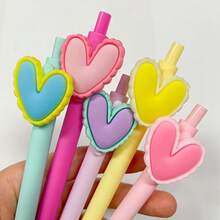 5/10pcs Heart-Shaped Retractable Ballpoint Pen Set With Correction Tape, 1.0mm, Suitable For Wedding Party, Office Supplies, Colleague Teacher Birthday Gift, Back To School Essential (Random Style) - Multicolor - View 6